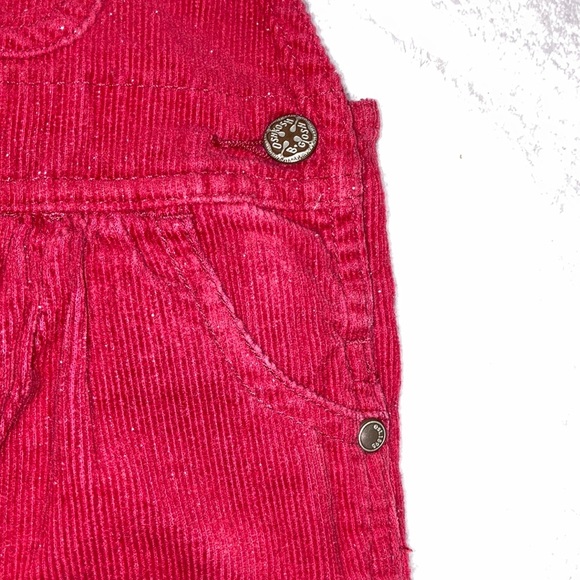 Vintage red sparkle corduroy embroidered flower overalls 9m - Picture 3 of 10